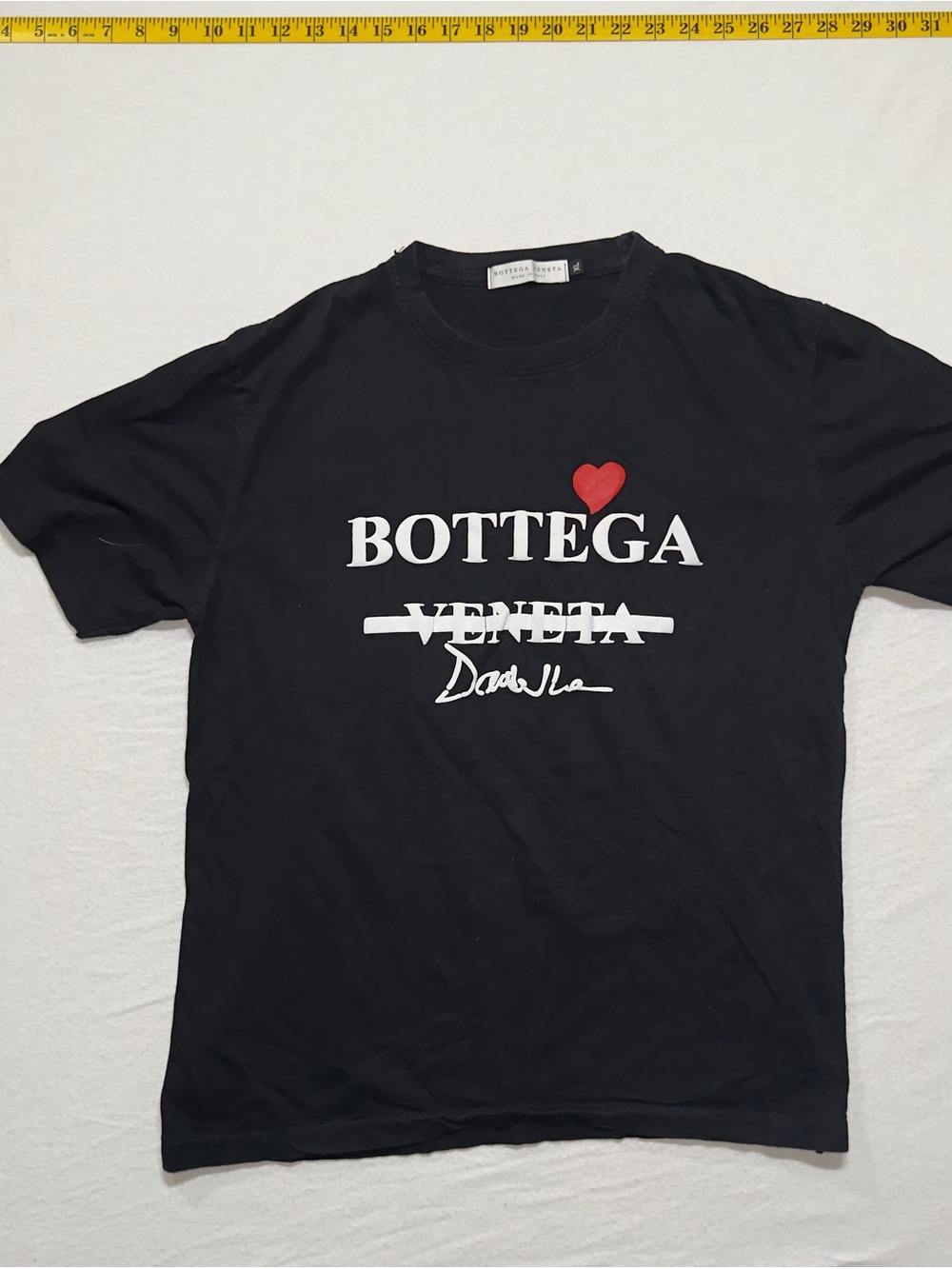 Bottega veneta Black Logo Graphic Tee with Red Heart